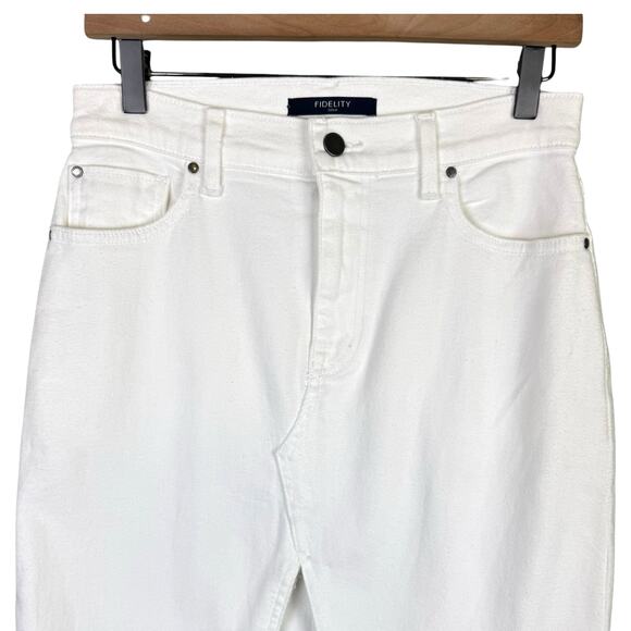 Fidelity NWT Aline Regal White Denim Center Slit Short Knee Length Pencil Skirt - Picture 2 of 8